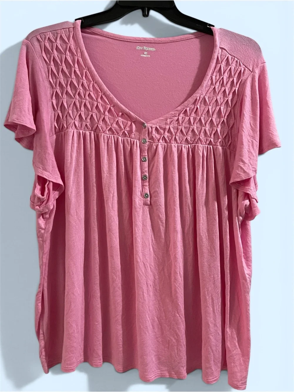 Kim Rogers Pink Short-Sleeve Peasant Top Size 3x